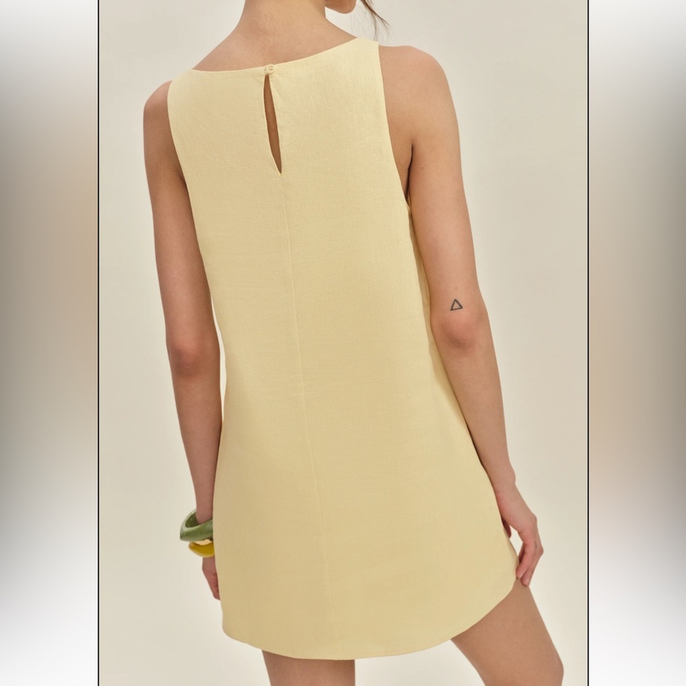 Reformation Jessi Linen Dress Yellow - Size 0 - Picture 3 of 4
